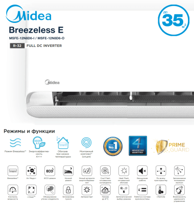 Кондиционер Midea Breezeless E MSFE-12N8D6