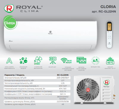 Кондиционер Royal Clima Gloria On-Off RC-GL22HN