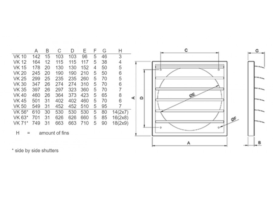 Наружная решетка обратный клапан Systemair VK-10 Louvre shutter